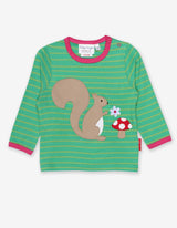 Toby Tiger Organic Squirrel Applique Long-Sleeved T-Shirt