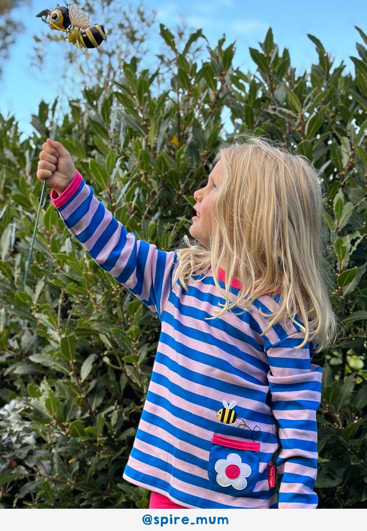 Toby Tiger Organic Striped Daisy Applique Long-Sleeved T-Shirt