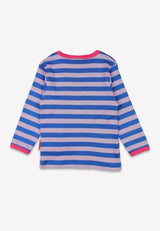 Toby Tiger Organic Striped Daisy Applique Long-Sleeved T-Shirt