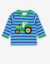 Toby Tiger Organic Tractor Applique Long-Sleeved T-Shirt
