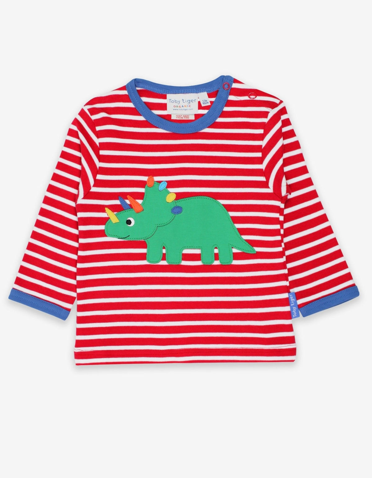 Toby Tiger Organic Triceratops Applique Long-Sleeved T-Shirt