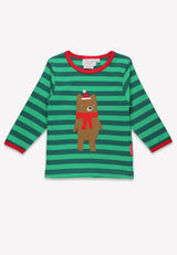 Toby Tiger Organic Christmas Bear Applique Long-Sleeved T-Shirt