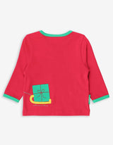 Toby Tiger Organic Penguins' Christmas Applique Long-Sleeved T-Shirt