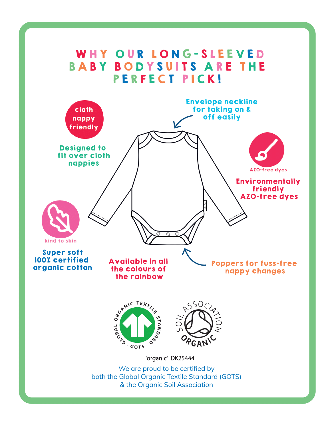 Organic Orange Basic Long-Sleeved Baby Bodysuit