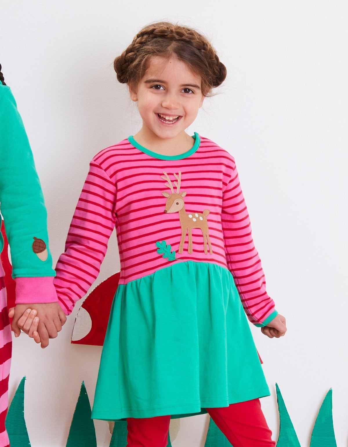Toby Tiger Organic Fawn Applique Twirl Dress
