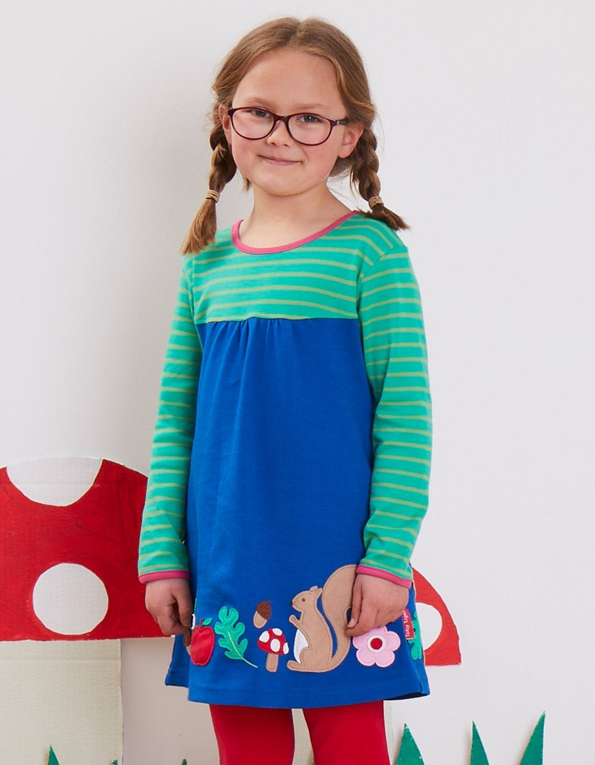 Toby Tiger Organic Forest Adventure Applique T-Shirt Dress