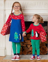 Toby Tiger Organic Penguins' Christmas Applique T-Shirt Dress