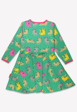 Toby Tiger Organic Kitten Print Skater Dress