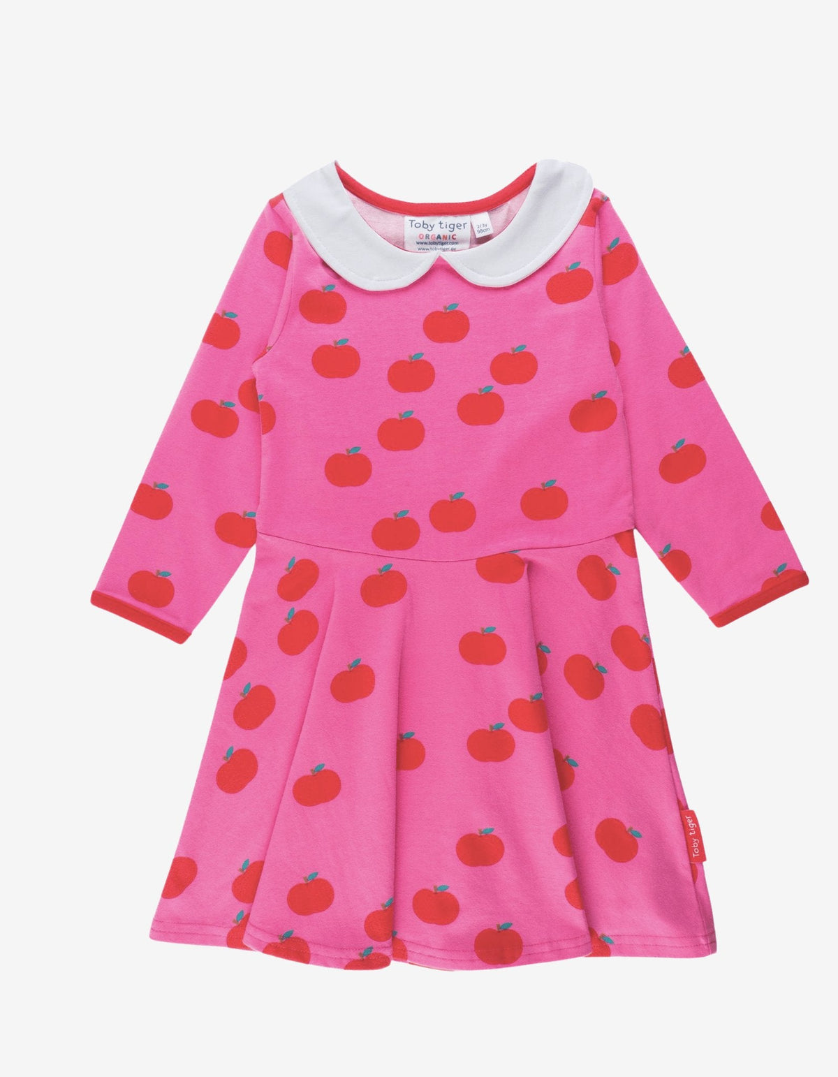 Toby Tiger Organic Apple Print Long-Sleeved Skater Dress