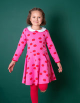 Toby Tiger Organic Apple Print Long-Sleeved Skater Dress