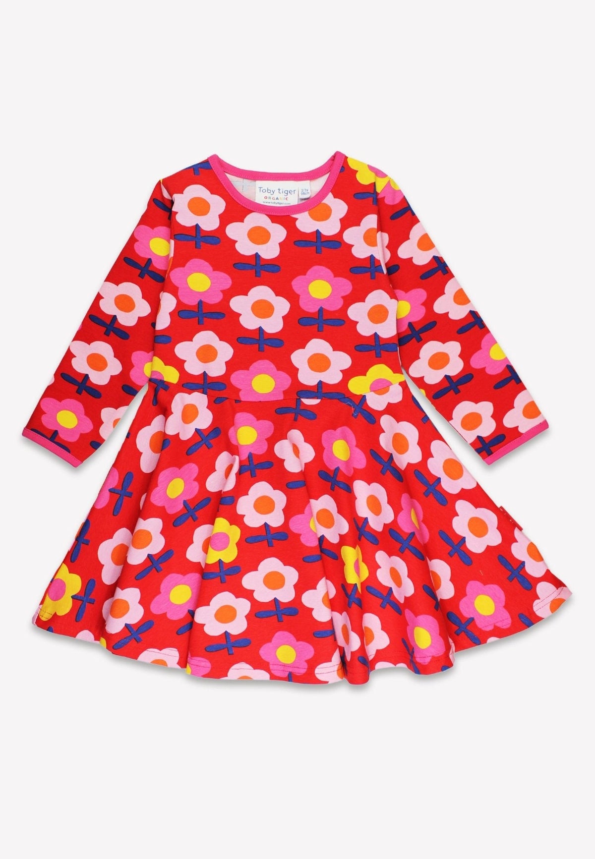 Toby Tiger Organic Pink Flower Print Skater Dress