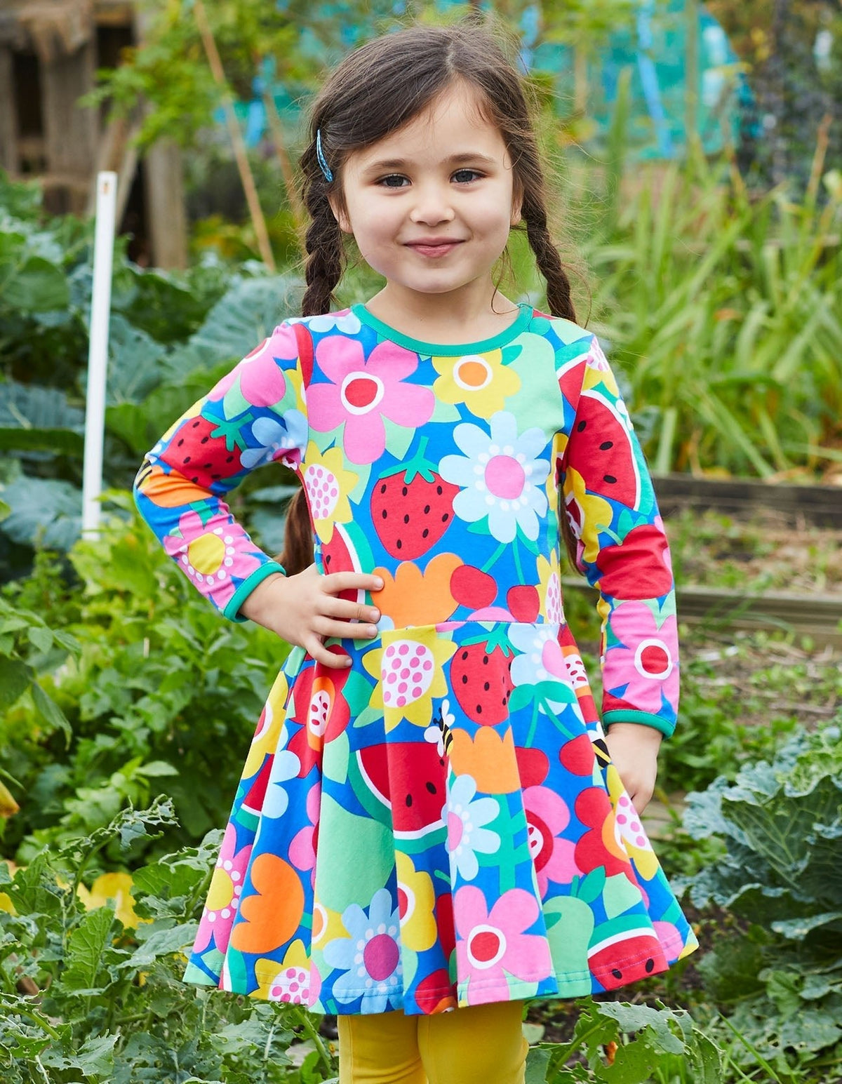 Toby Tiger Organic Fruit Flower Print Skater Dress