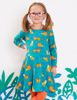 Toby Tiger Organic Wild Cats Print Skater Dress