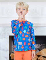 Toby Tiger Organic Camping Bear Print Long-Sleeved T-Shirt
