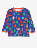 Toby Tiger Organic Camping Bear Print Long-Sleeved T-Shirt