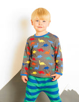 Toby Tiger Organic Dinosaur Print Long-Sleeved T-Shirt