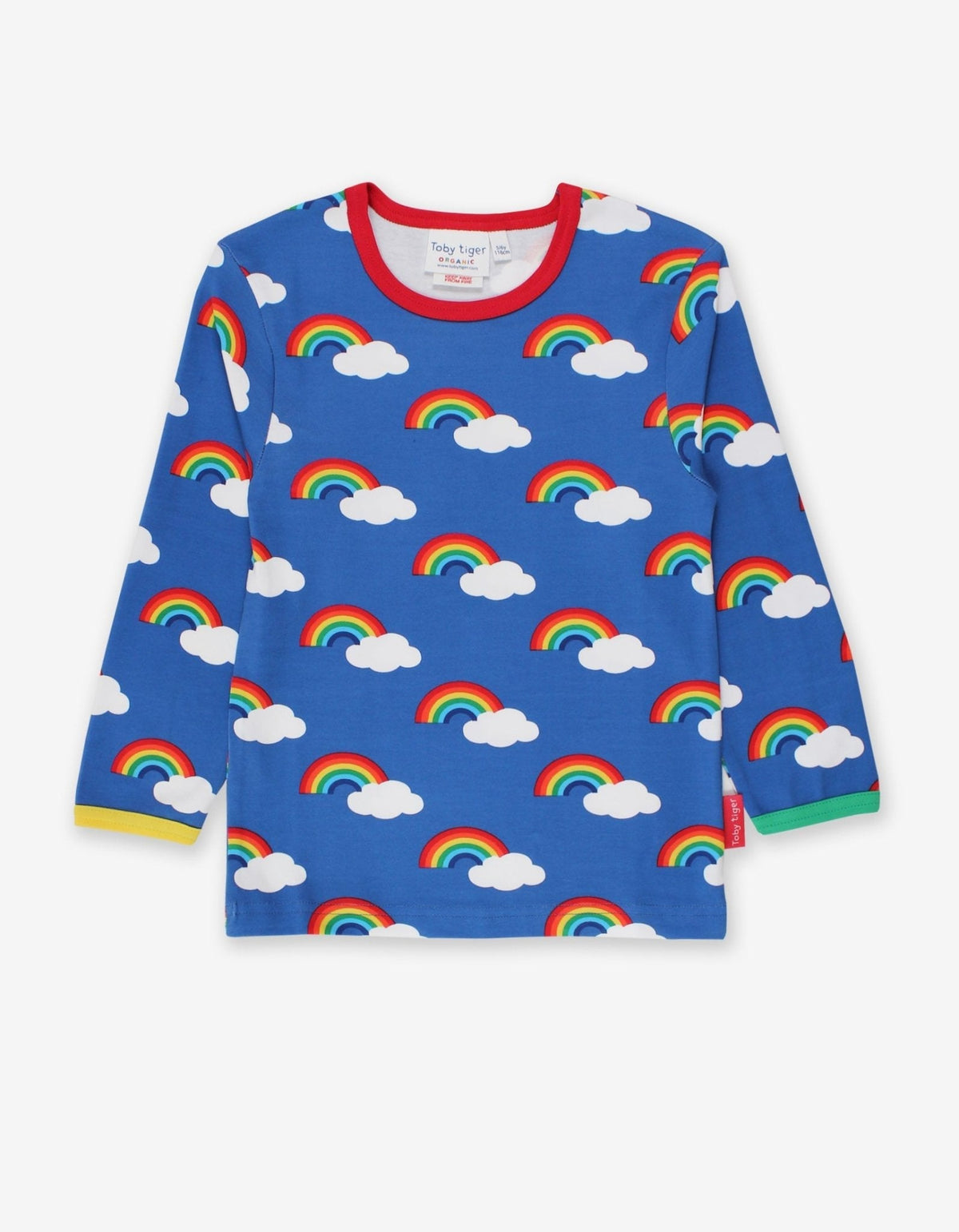 Toby Tiger Organic Multi Rainbow Print Long-Sleeved T-Shirt