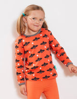 Toby Tiger Organic Bat Print Long-Sleeved T-Shirt