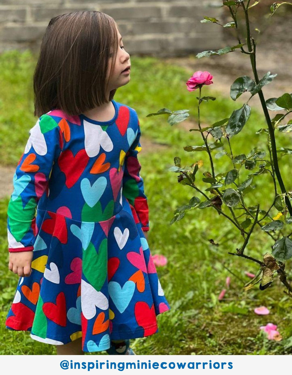 Toby Tiger Organic Heart Print Long-Sleeved Skater Dress