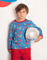 Toby Tiger Organic Space Print Long-Sleeved T-Shirt