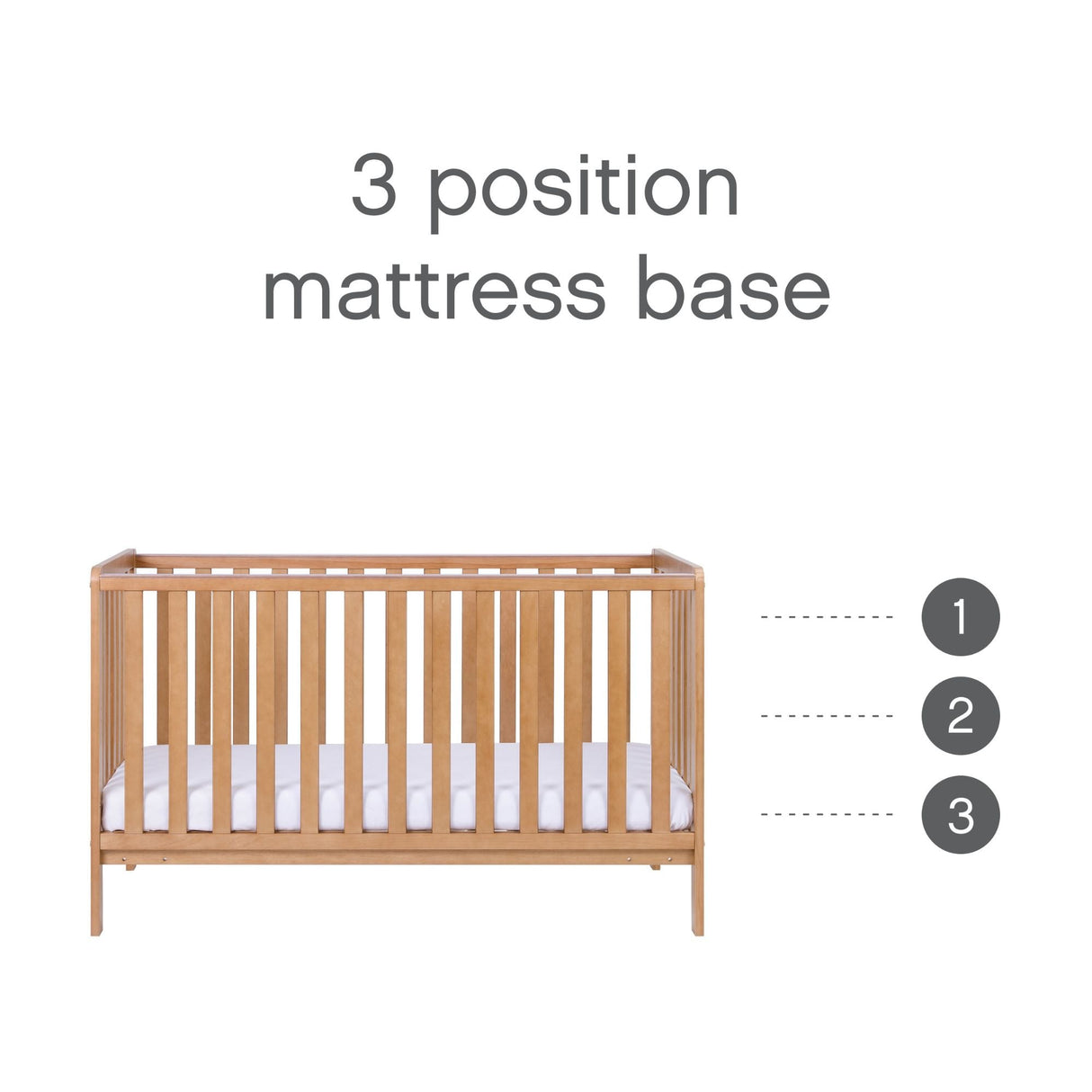 Tutti Bambini Malmo Cot Bed with Cot Top Changer & Mattress - Honey Oak