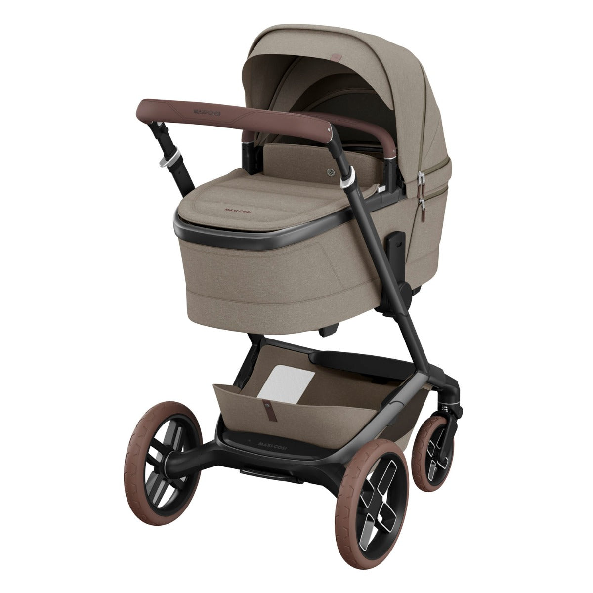 Maxi-Cosi Fame Pebble 360 Pro 2 Travel System Bundle - Twillic Truffle with Brown Wheels