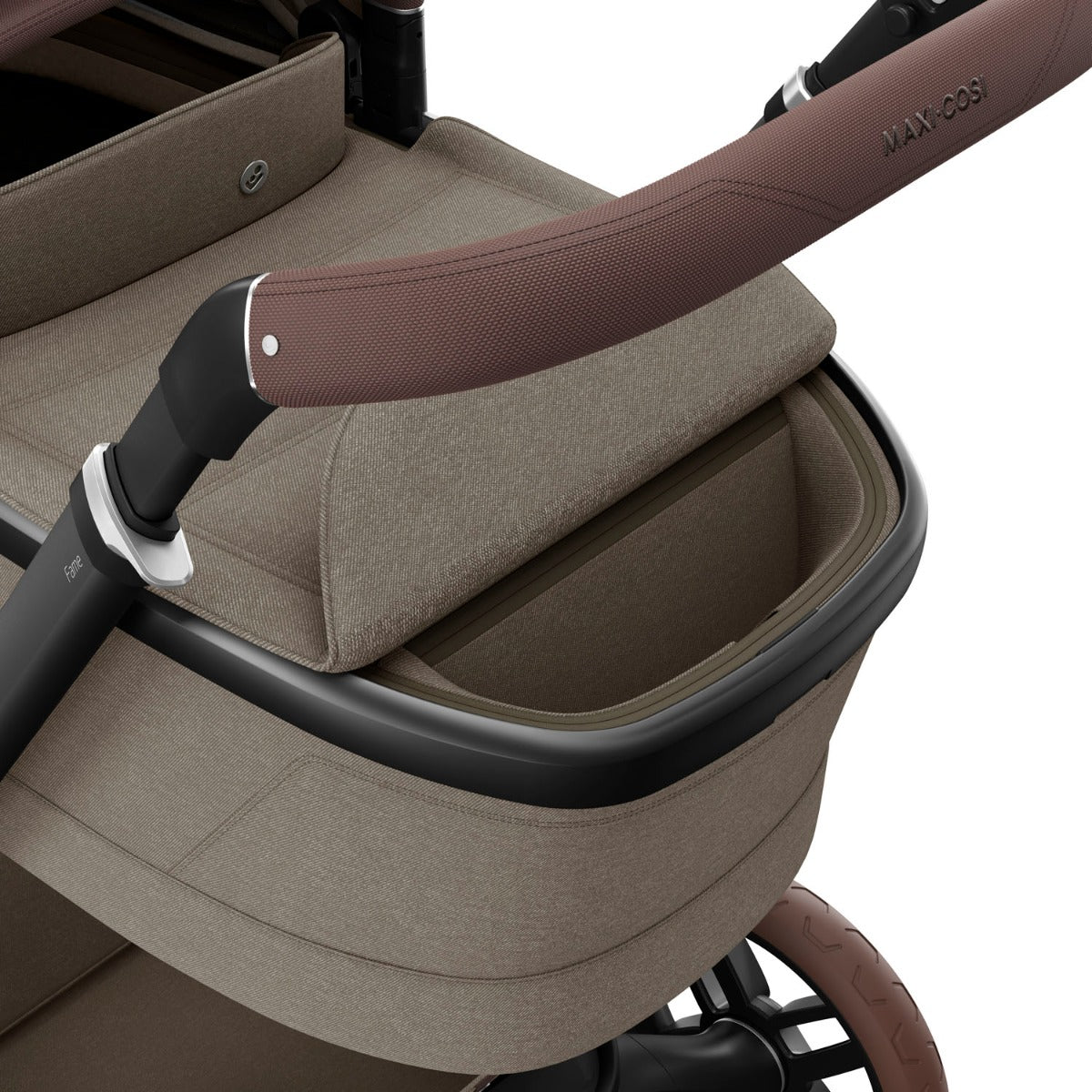 Maxi-Cosi Fame Pebble 360 Pro 2 Travel System Bundle - Twillic Truffle with Brown Wheels