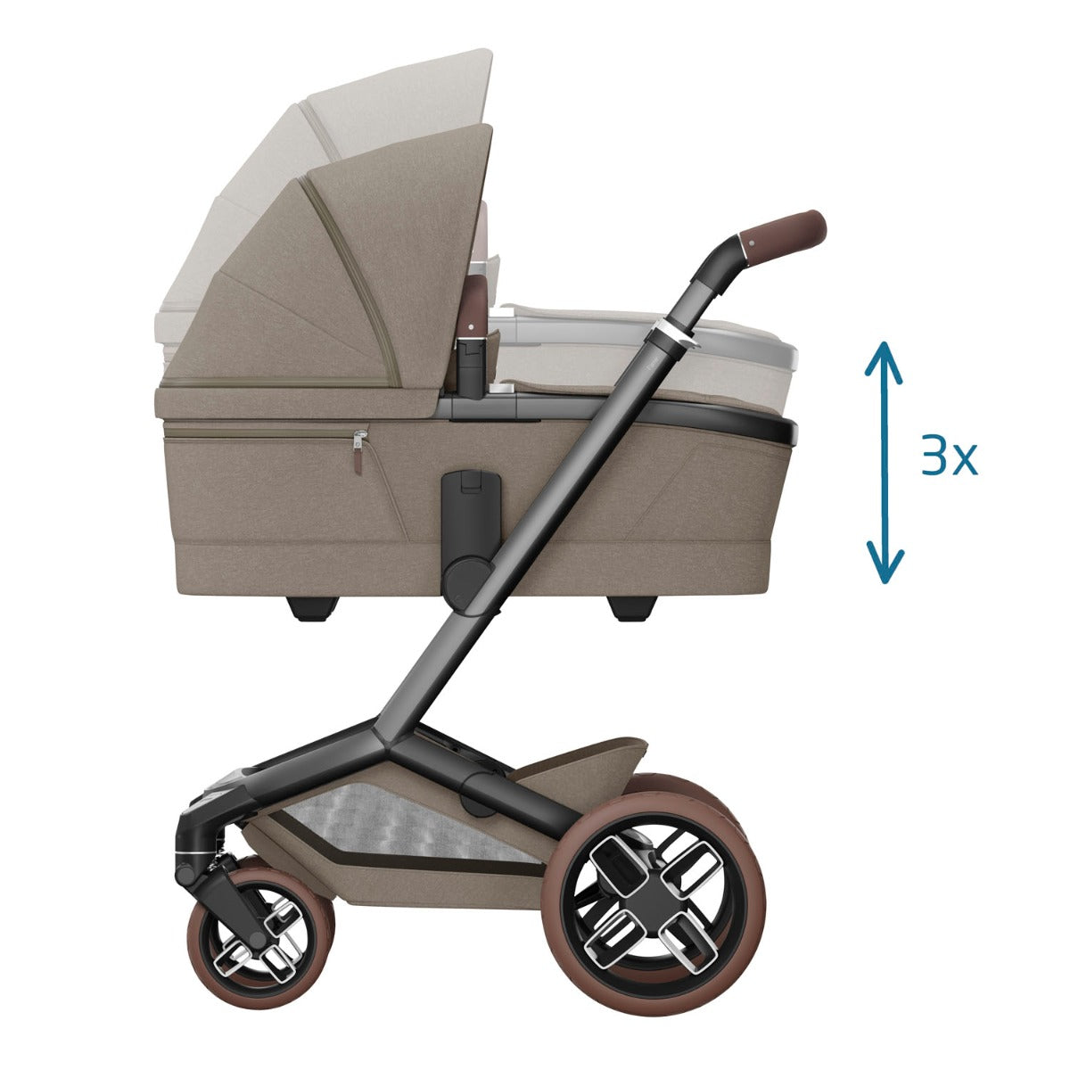 Maxi-Cosi Fame Pebble 360 Pro 2 Premium 9 Piece Travel System Bundle - Twillic Truffle with Brown Wheels