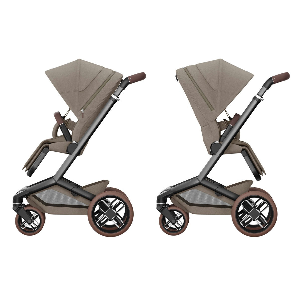 Maxi-Cosi Fame Pebble 360 Pro 2 Travel System Bundle - Twillic Truffle with Brown Wheels
