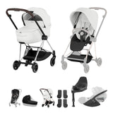 Cybex Mios Fold Cot Travel System Bundle - Style Off White & Chrome Brown Frame