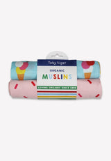 Toby Tiger Organic Ice Cream Cones Print 2 Pack Muslins