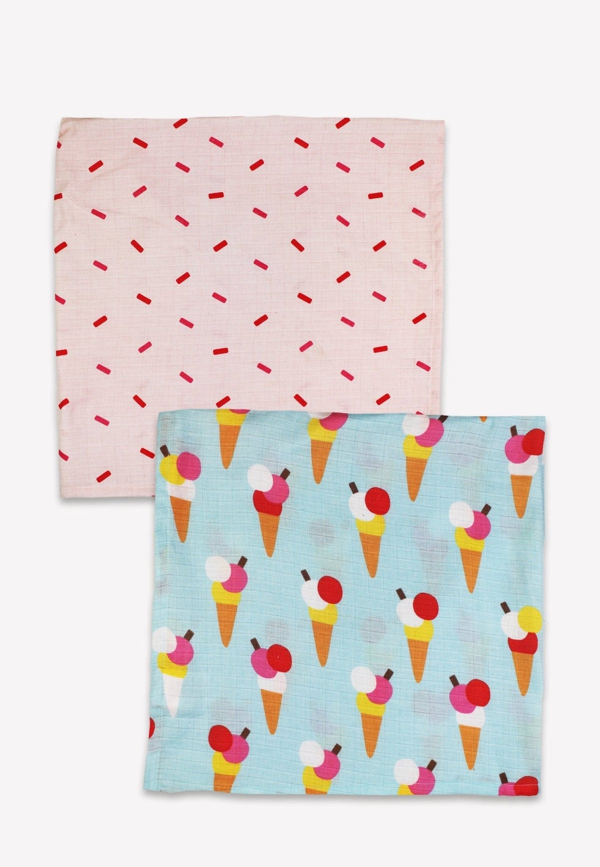 Toby Tiger Organic Ice Cream Cones Print 2 Pack Muslins
