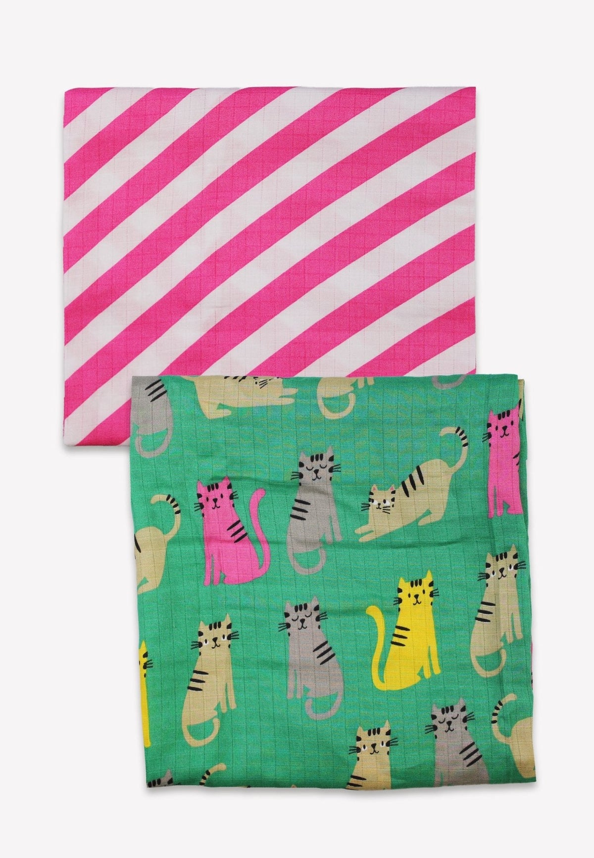 Toby Tiger Organic Kitten Print Muslin 2-Pack