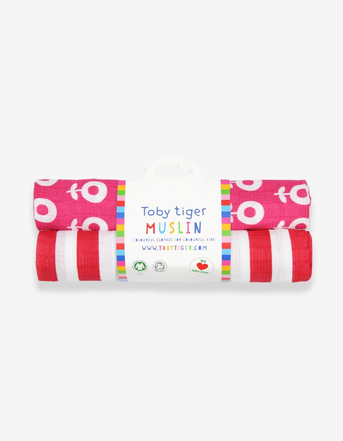 Toby Tiger Organic Pop Flower 2-Pack Muslins