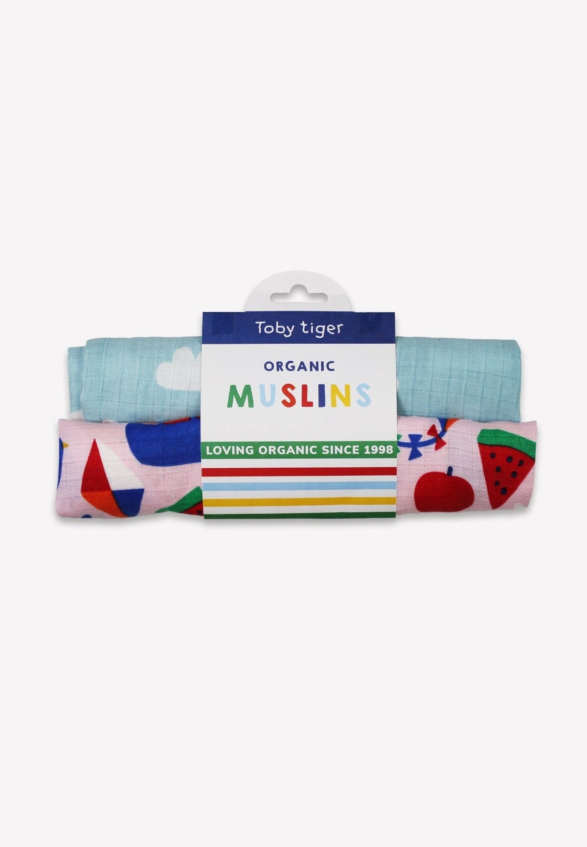 Toby Tiger Organic Picnic Print 2 Pack Muslins