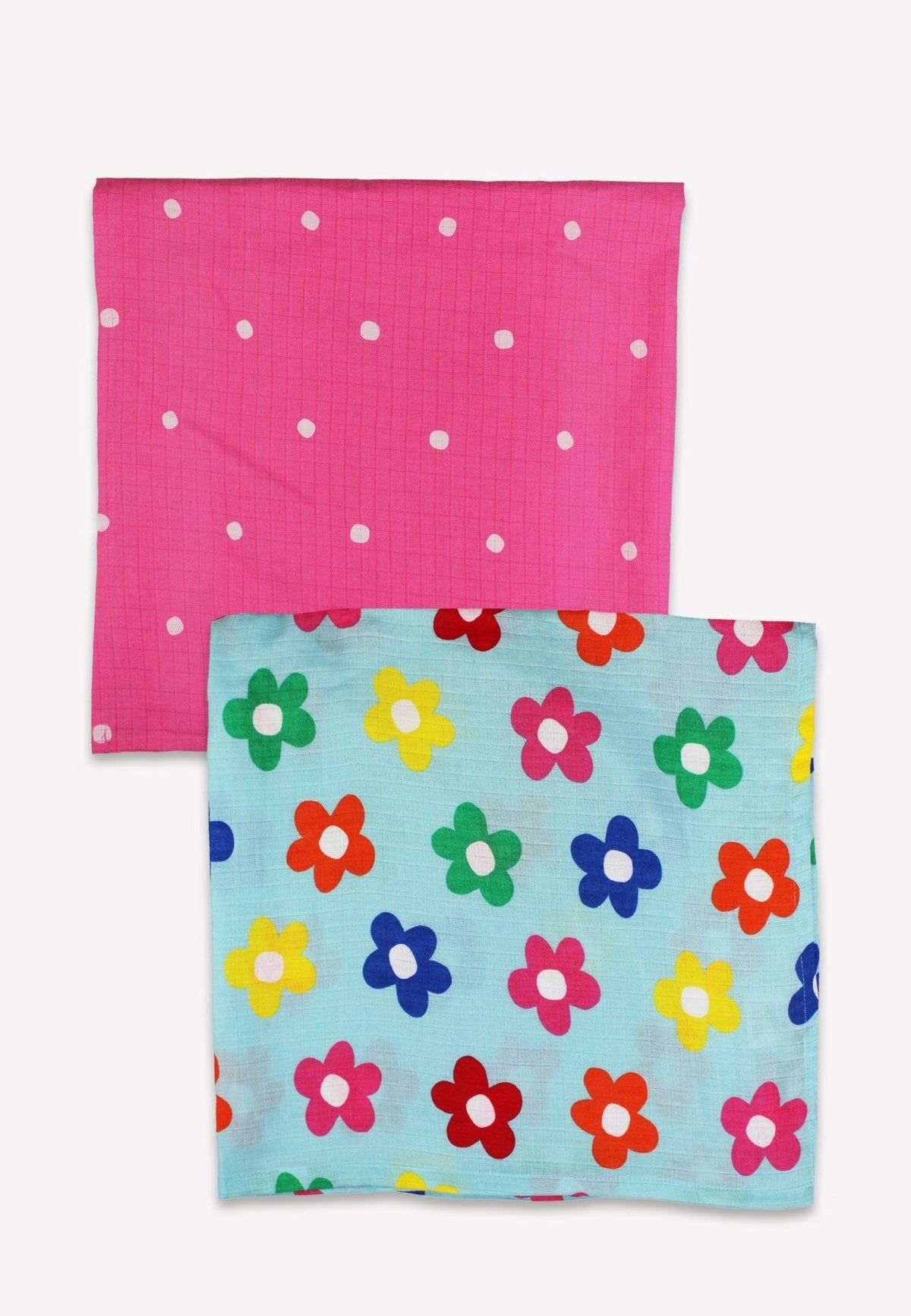 Toby Tiger Organic Rainbow Bloom Print 2 Pack Muslins