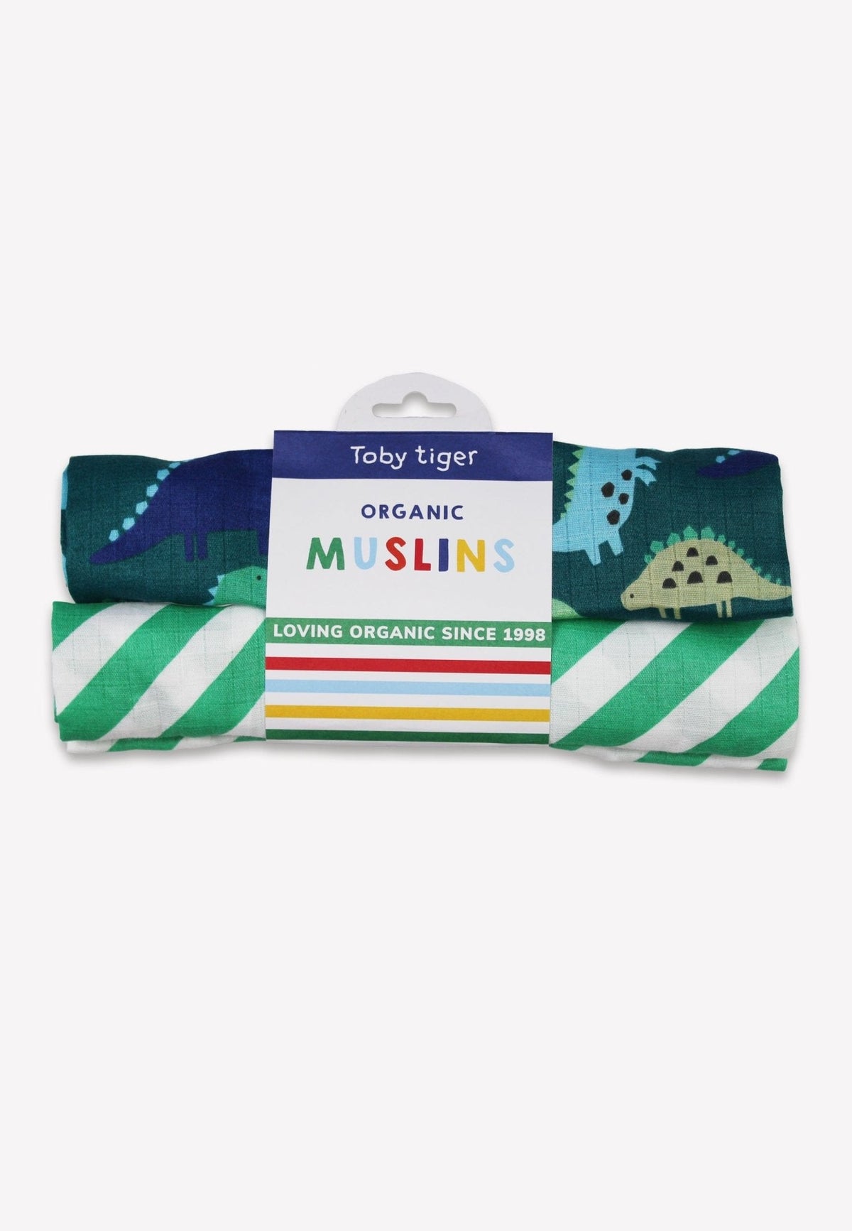 Toby Tiger Organic Tonal Dinosaur Muslin 2-Pack