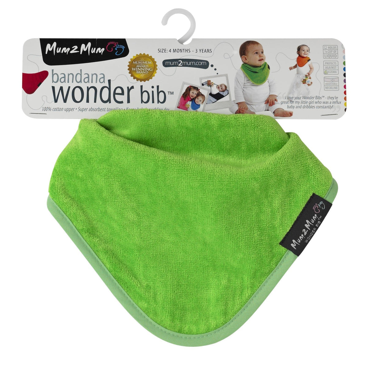 Mum 2 Mum Bandana Style Wonder Bib - Lime Green