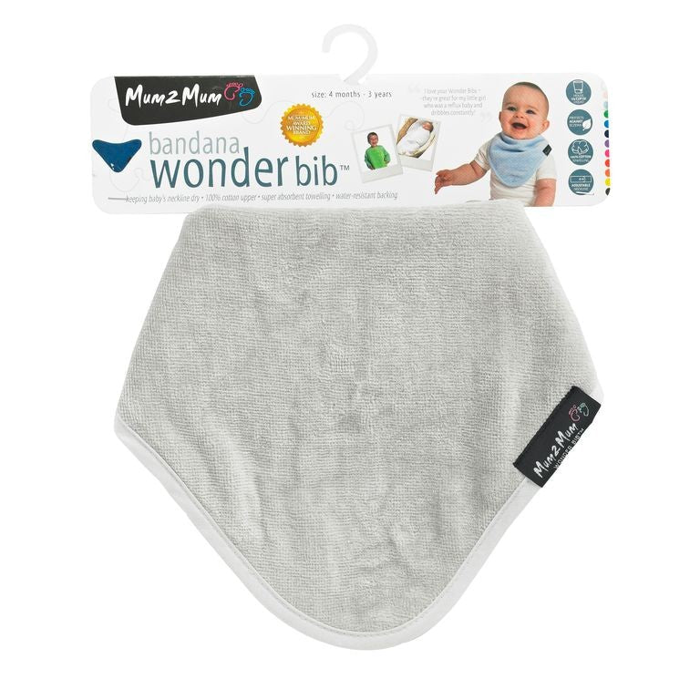 Mum 2 Mum Bandana Style Wonder Bib - Stone Grey