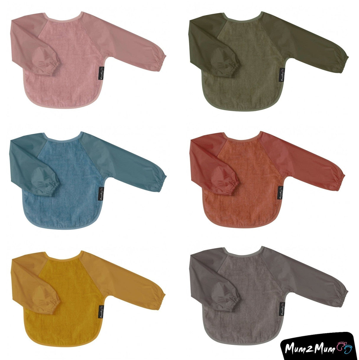 Mum 2 Mum Sleeved Wonder Bib - Two Sizes - 15 Colours