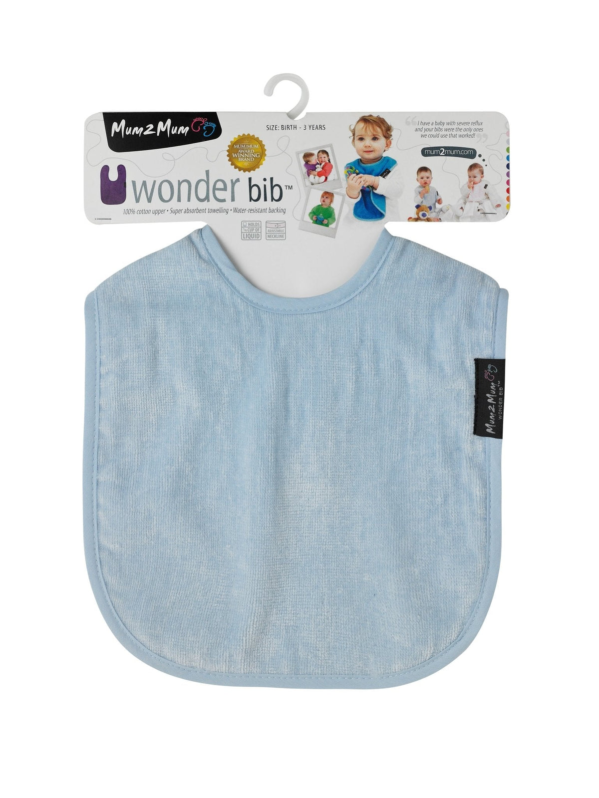 Mum 2 Mum Standard Wonder Bib - Baby Blue