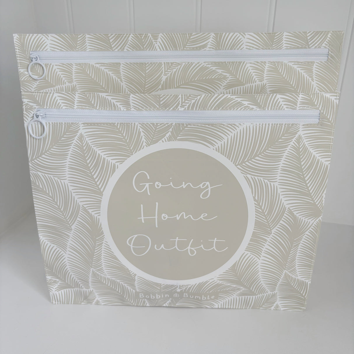 Hospital Bag Organiser Pouches - Unisex Beige Leaf Print