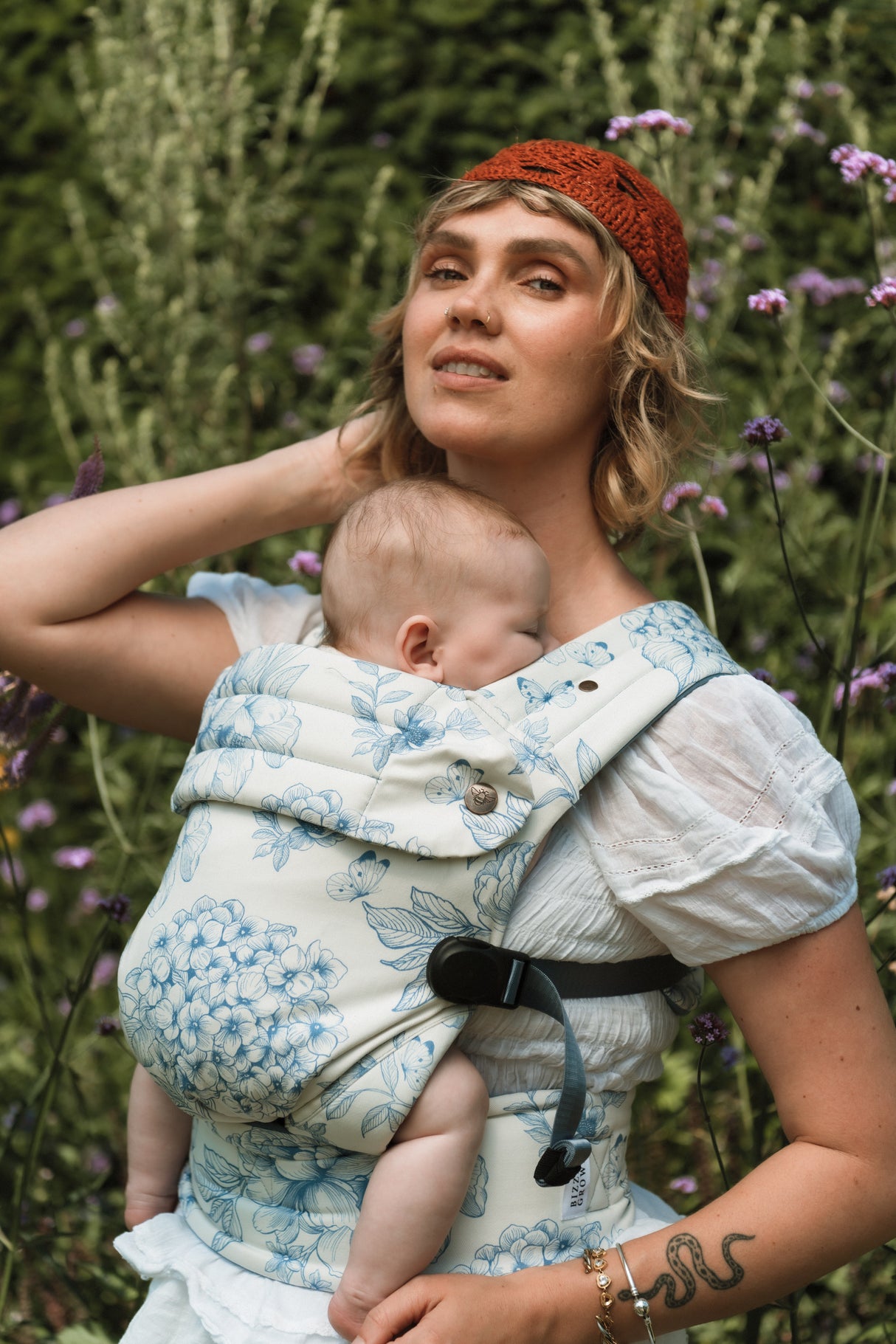 Nomad Pure Organic Baby Carrier - Blue Hydrangea