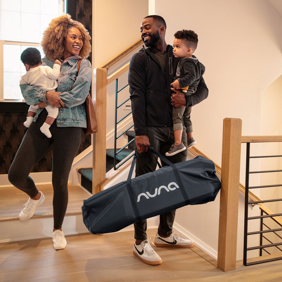 Nuna SENA Aire Travel Cot with Zip On Bassinet - Caviar