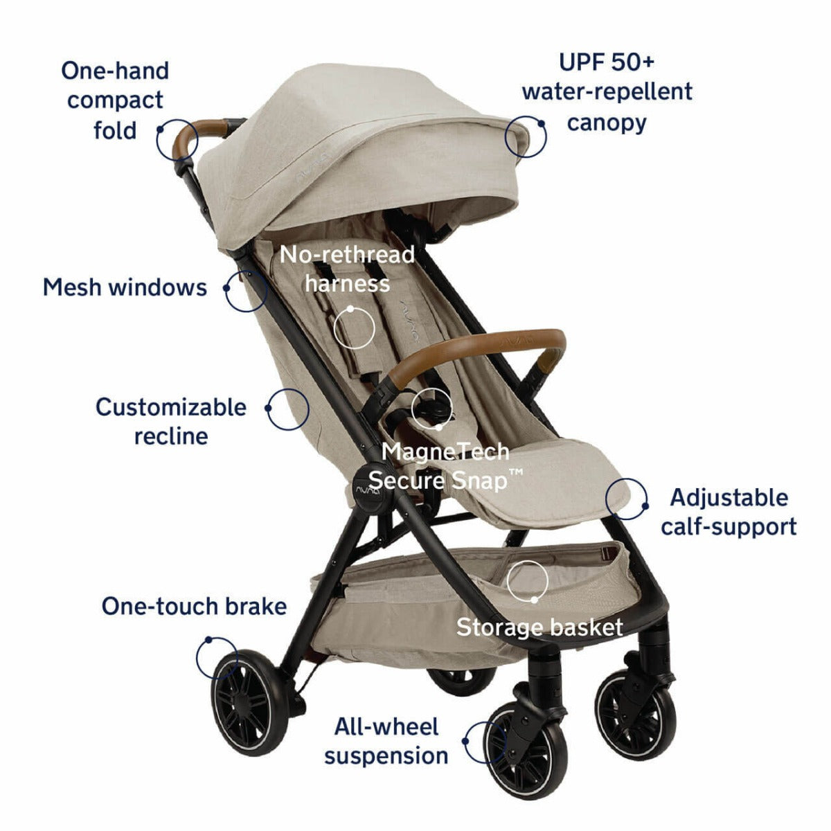 Nuna TRVL Compact Stroller with PIPA URBN Car Seat - Biscotti