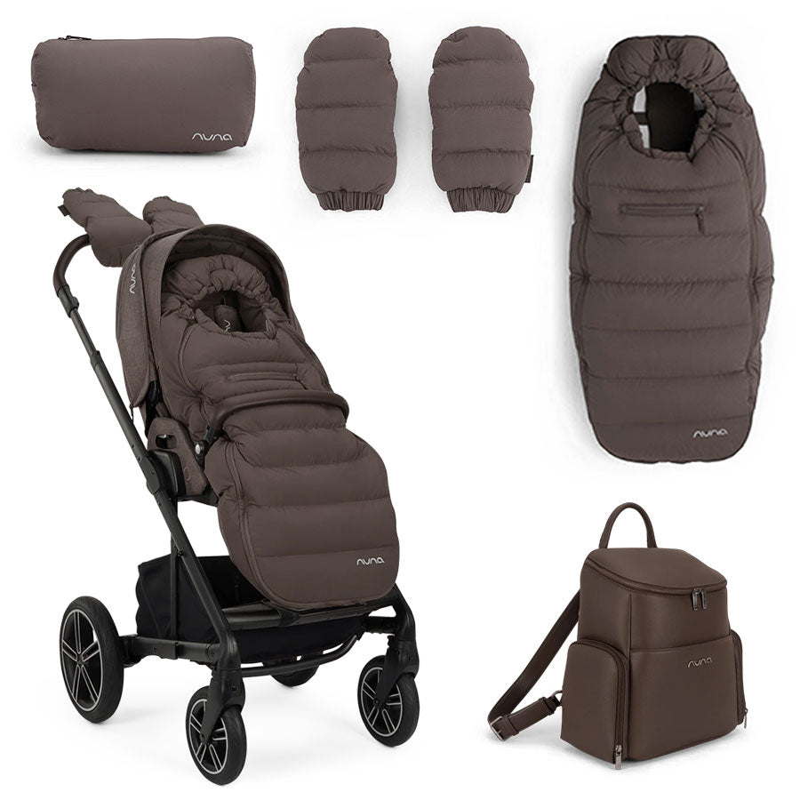 nuna winter stroller set Nuna Winter Stroller Set with Changing Bag - Chestnut