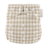 One Size All-In-One Reusable Cloth Nappy - Gingham Taupe