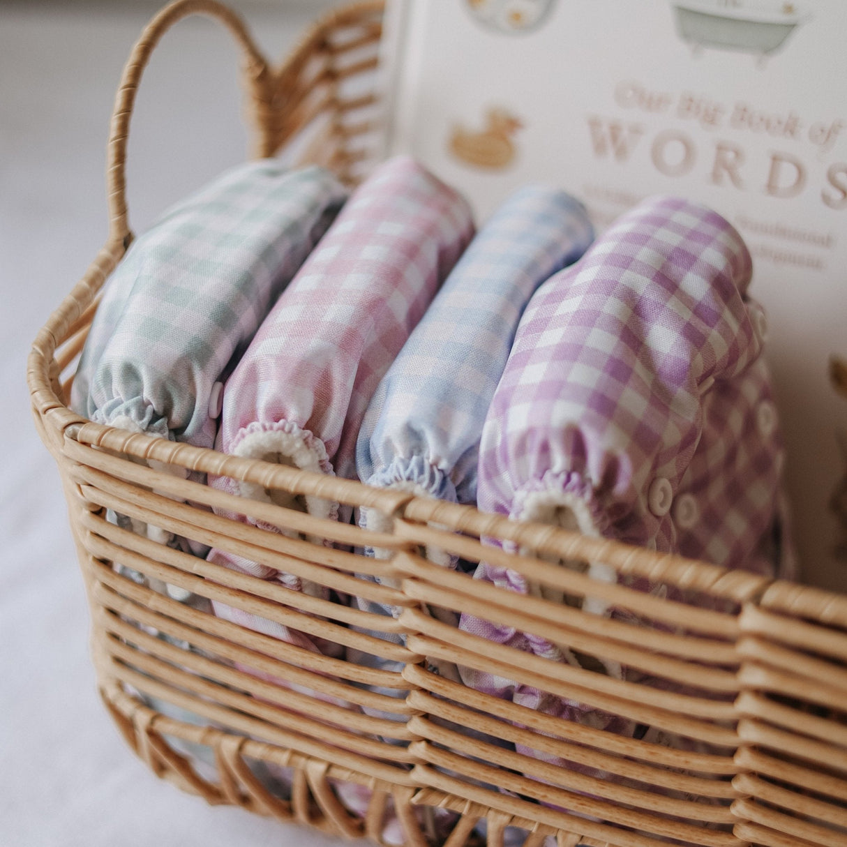 One Size All-In-One Reusable Cloth Nappy - Lilac Gingham