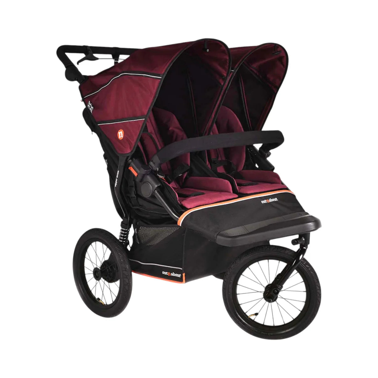 Out n About Nipper V6 Plus Double Pushchair - Brambleberry Red