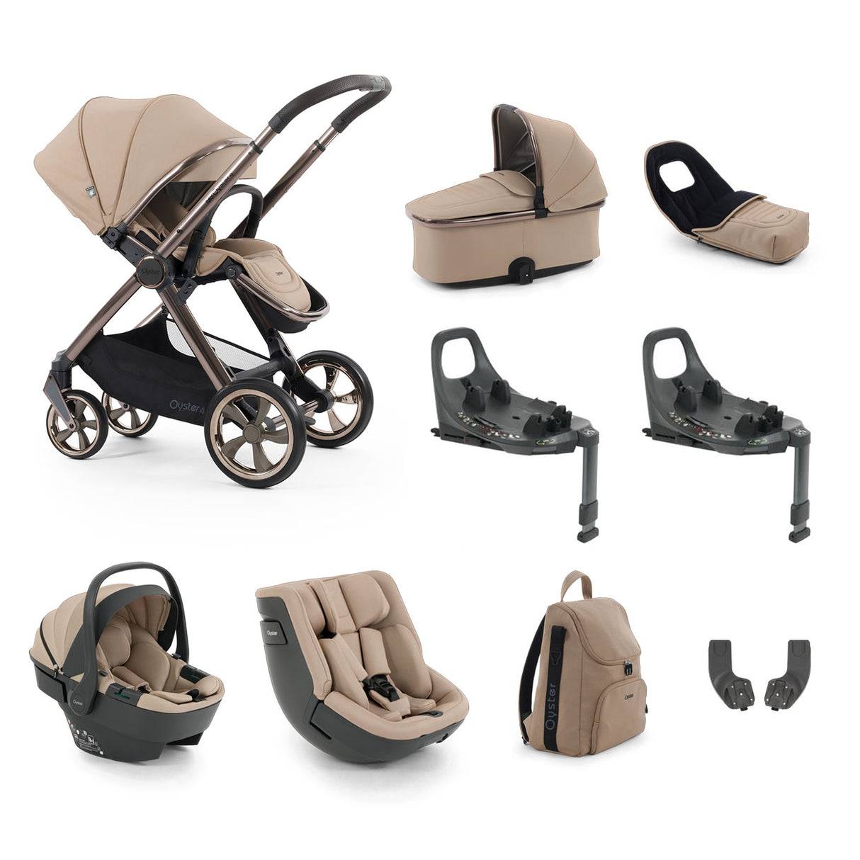 BabyStyle Oyster 4 Luxury Baby & Toddler 360 Car Seat Bundle - Fawn